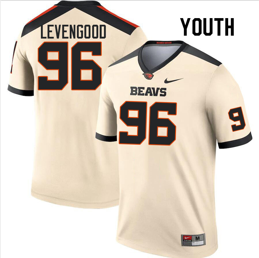 Youth #96 Luke Levengood Oregon State Beavers College Football Jerseys Stitched-Cream